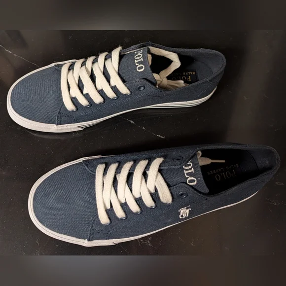 Polo Ralph Lauren Slater Canvas Low-Top Sneakers Junior Size 6.5 NWOT MSRP$69.95 - Picture 3 of 7